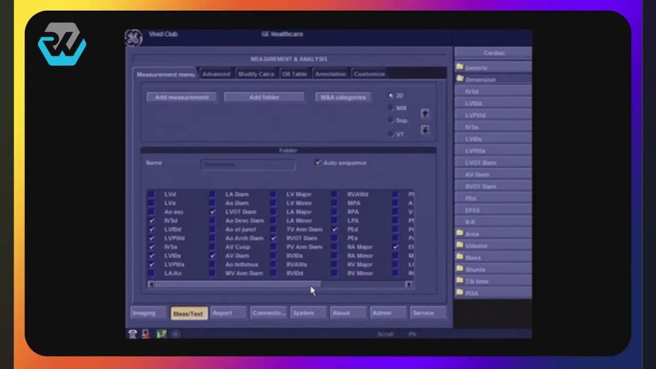 Vivid Messungen effizient konfigurieren: So passen Sie Messparameter an Ihren Workflow an 3 Vivid Messungen 2D Dimensions Ordner mit auswählbarer Messoption