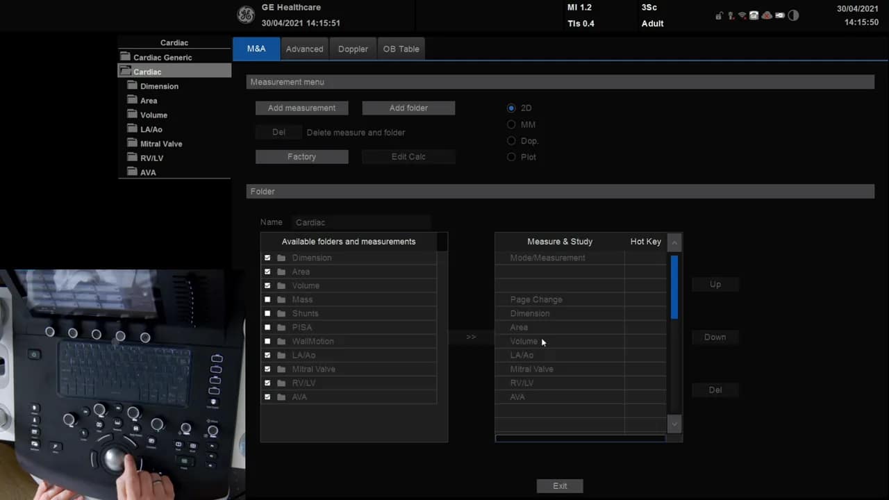 Vesana Bildschirm mit sichtbarem Measurement-Menü (Add measurement) und Bedienfeld unten links