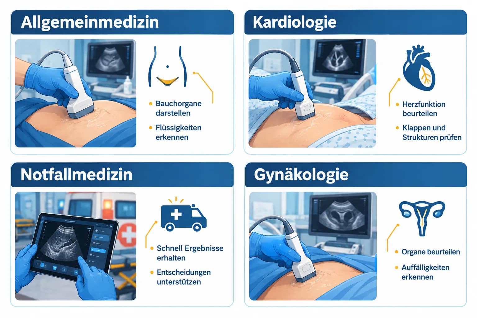 Vscan Air CL oder SL: Welche Variante passt zu Ihrer Fachrichtung? 2 Einsatz von Handheld-Ultraschall in Allgemeinmedizin, Kardiologie, Notfallmedizin und Gynäkologie
