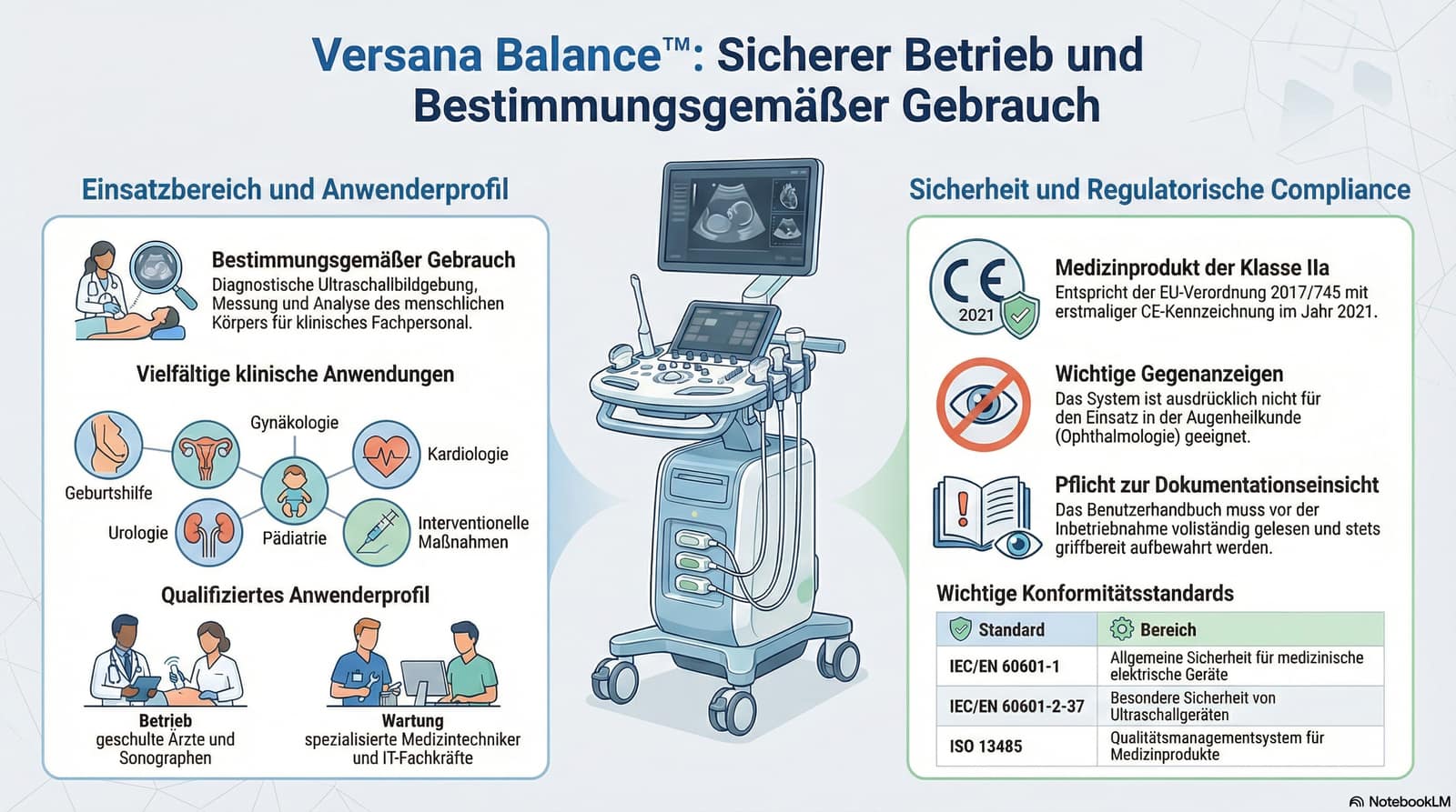 Checkliste und Sicherheitshinweise für die Ultraschalluntersuchung mit Versana Balance 2 Sicherheitshinweise fuer Ultraschallgeraet Versana Balance