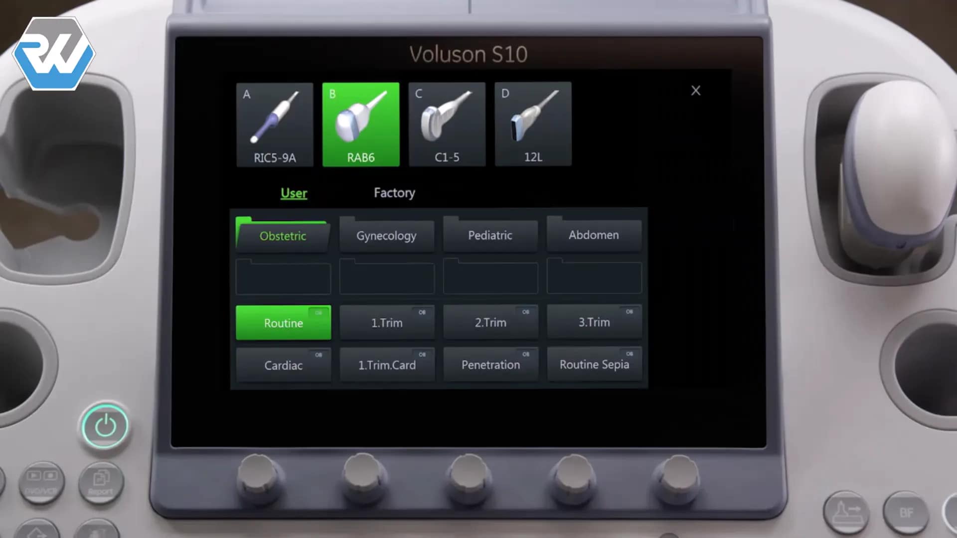 Voluson S8 Touch bedienen: Anleitung in 15 Schritten 12 Verfügbare Sondenoptionen